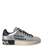 Dolce & Gabbana Silver Portofino Calf Leather Sneakers Men Shoes -   -  Dolce & Gabbana.